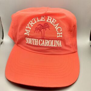 Vintage Myrtle Beach South Carolina Neon Orange Snapback Hat Strand Headwear